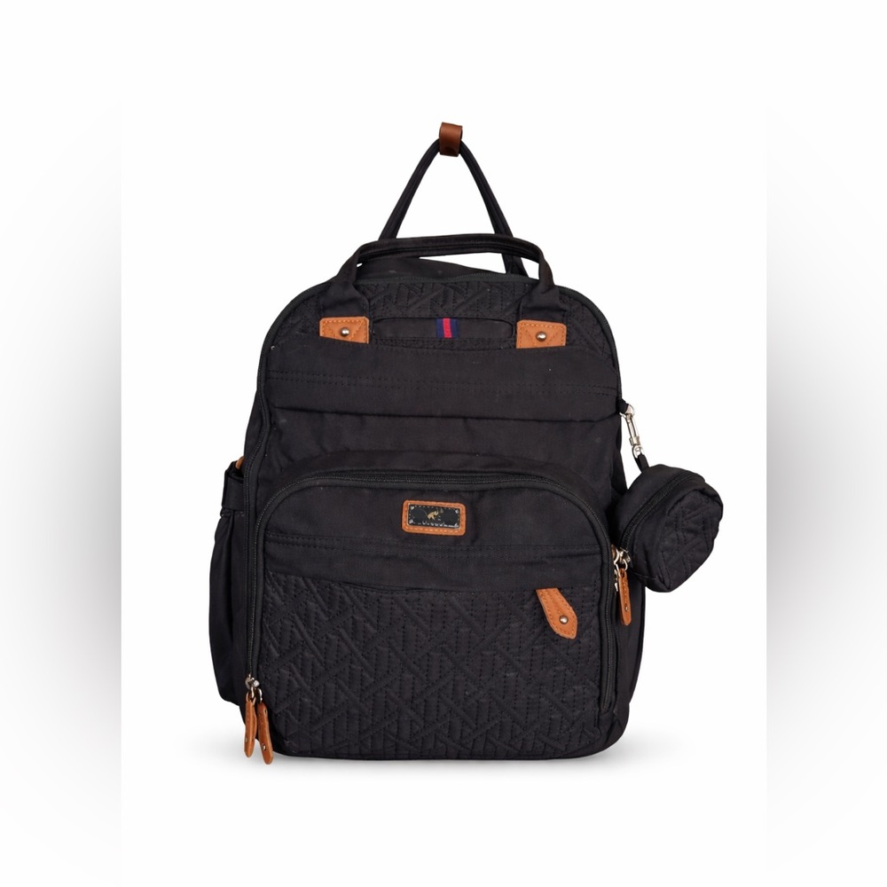 Leleblum Black Quilted Diaper Bag Backpack Travel Laptop Bag Pacifier Pouch‎